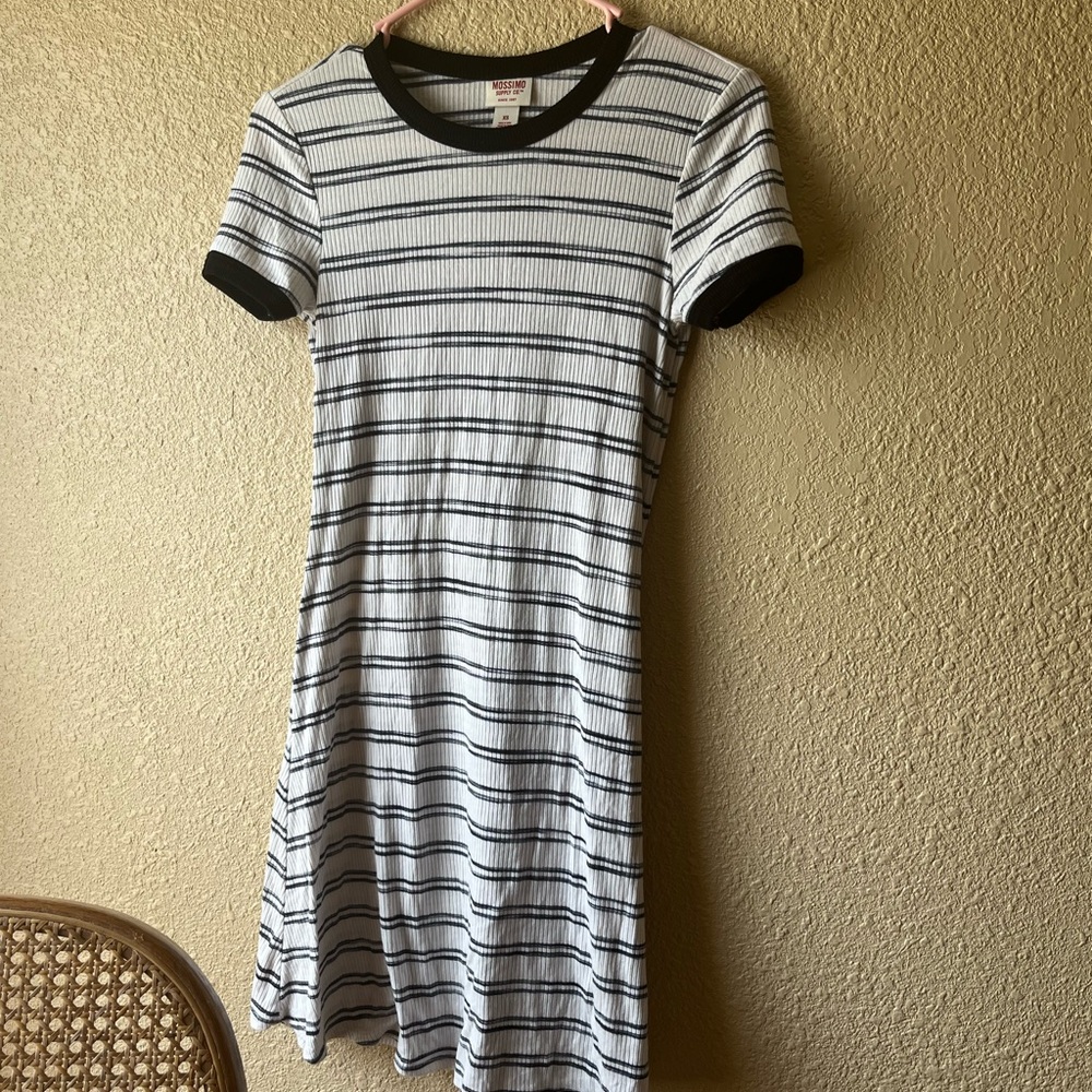 Mossimo Supply Co. Black and White Striped Midi Dress